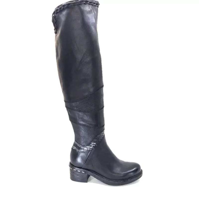 AS 98 As98 A52301 Cuir Noir-Femme Bottes