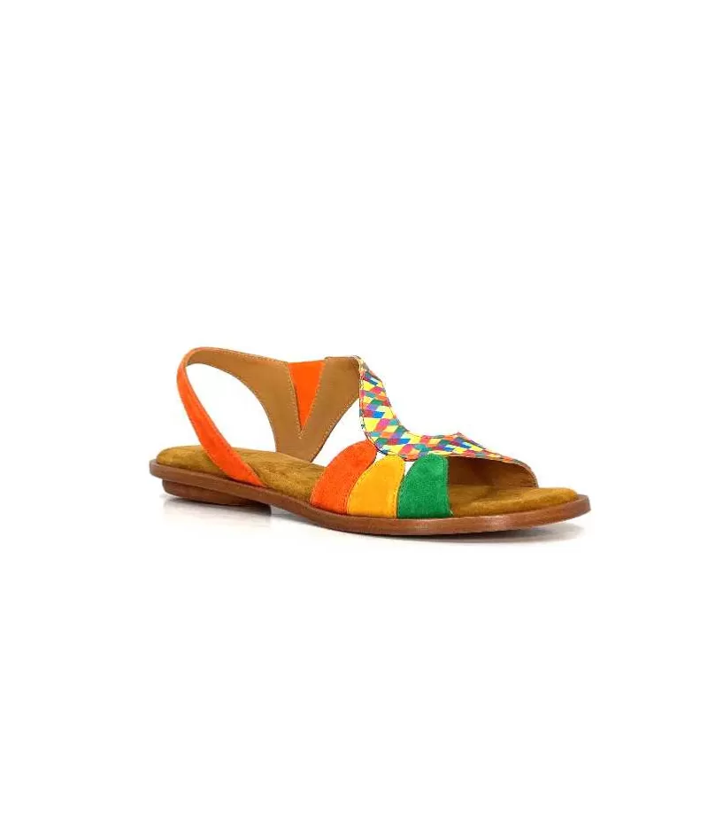 Audley 22300 Daim Textile Multicolore-Femme Sandales