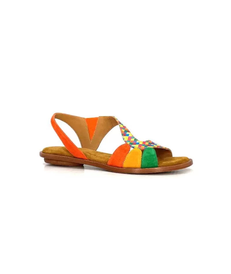 Audley 22300 Daim Textile Multicolore-Femme Sandales