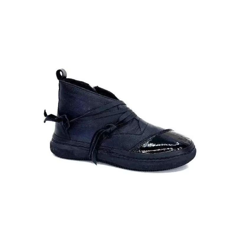 Ivoire0401a Baskets Ivoire 500-350 Cuir Noir-Femme Baskets