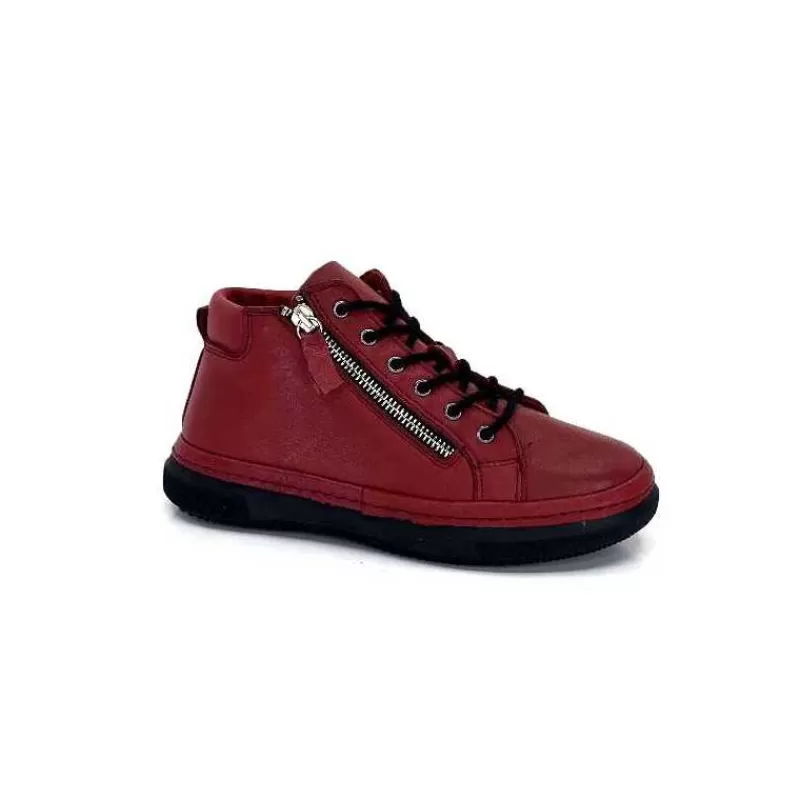 Ivoire0401a Baskets Ivoire 500-358 Cuir Bordeaux-Femme Baskets