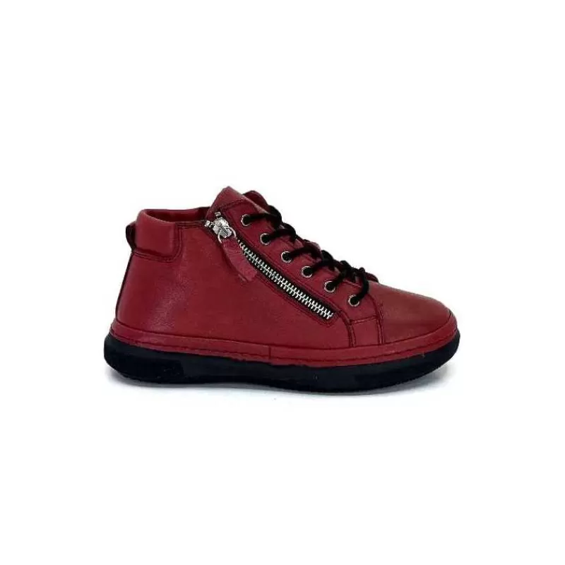 Ivoire0401a Baskets Ivoire 500-358 Cuir Bordeaux-Femme Baskets