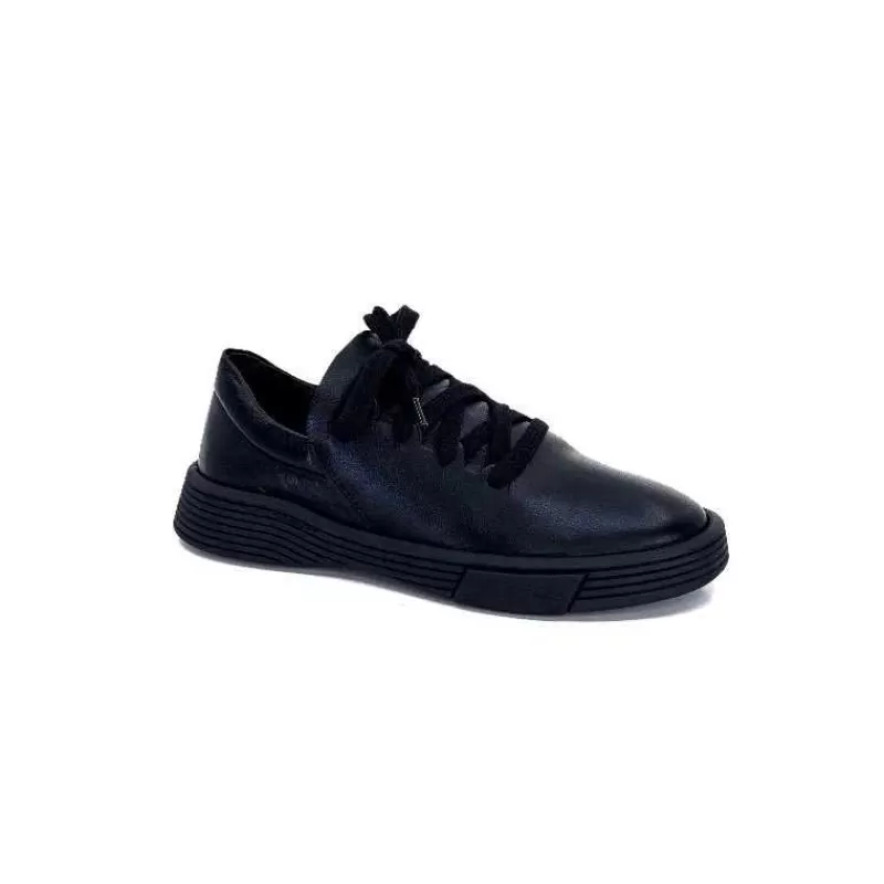 Ivoire0401a Baskets Ivoire 500-952 Cuir Noir-Femme Baskets