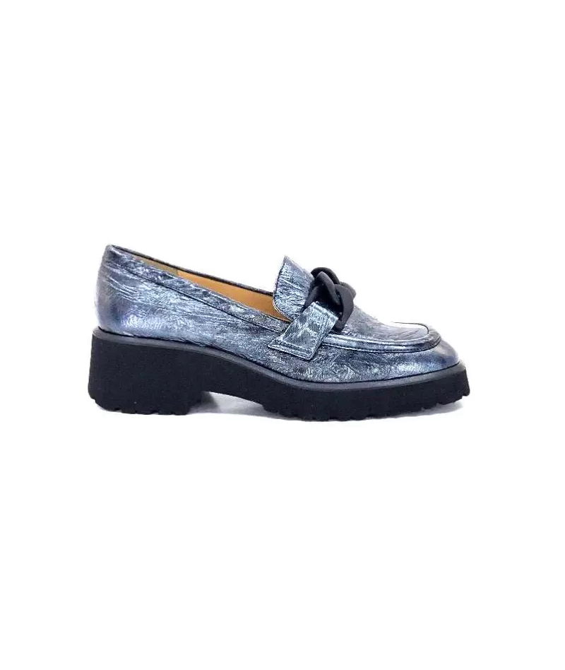 Brunate 32077 Turium Cuir Vernis Gris-Femme Mocassins