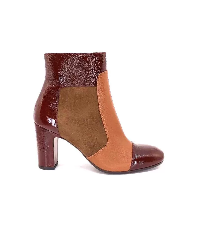 Chie Mihara Wetop Cuir, Cuir Vernis, Daim Marron-Femme Bottines