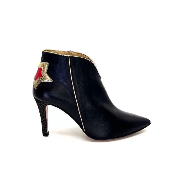 creatis Magic Cuir Noir Rouge Or-Femme Bottines