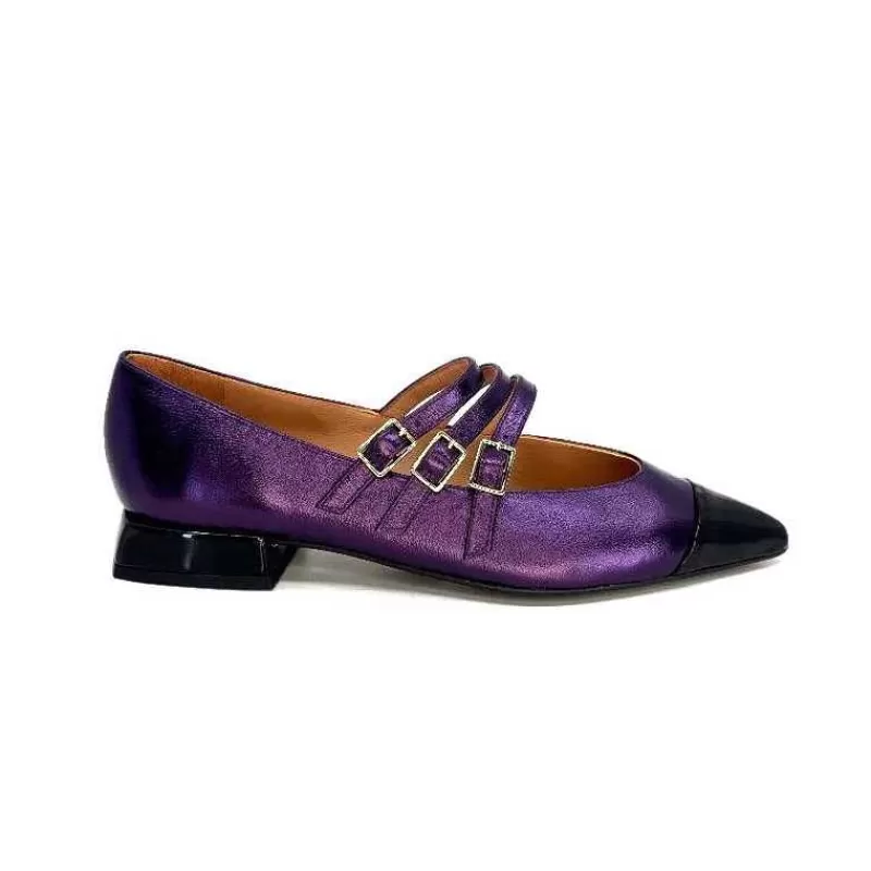 Dansi 5702 Cuir Metallique Violet-Femme Ballerines