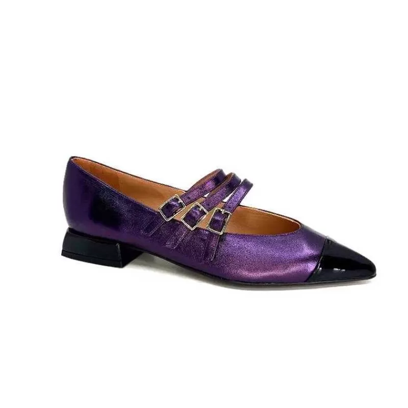 Dansi 5702 Cuir Metallique Violet-Femme Ballerines