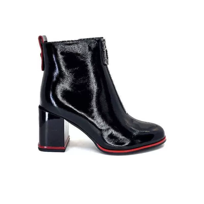 Elue Par Nous Paella Cuir Noir Vernis-Femme Bottines