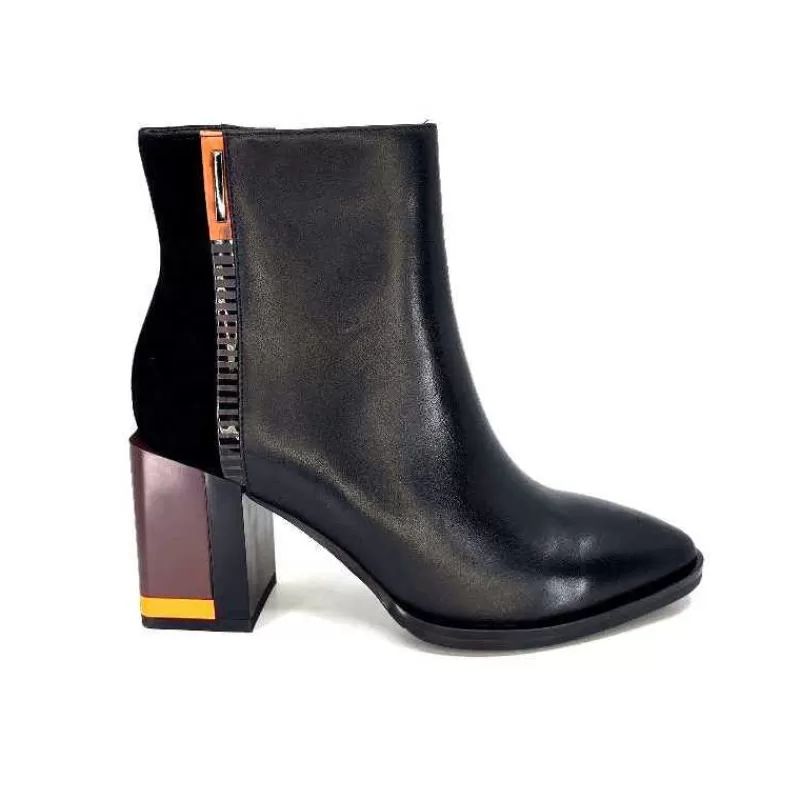 Elue Par Nous Palpe Cuir Noir-Femme Bottines