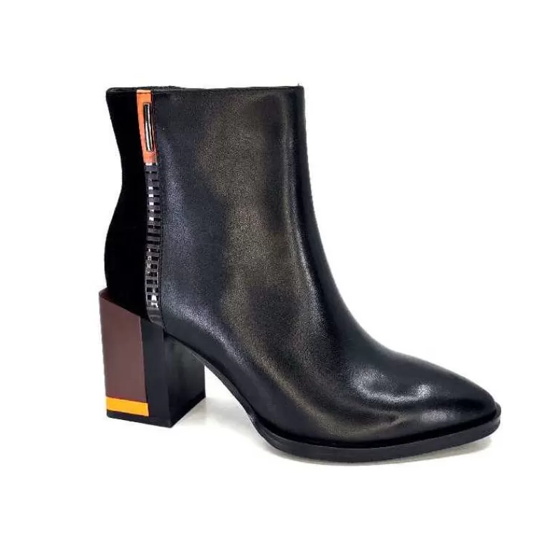 Elue Par Nous Palpe Cuir Noir-Femme Bottines