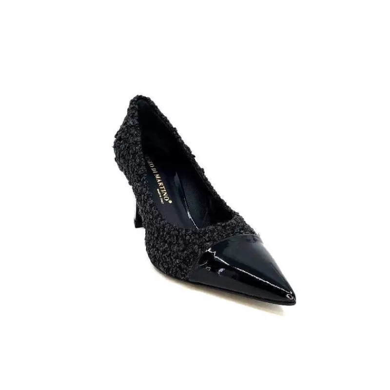 moon flower - enzo di martino Enzo Di Martino Eli 715 Textile Noir Cuir Vernis Noir-Femme Escarpins
