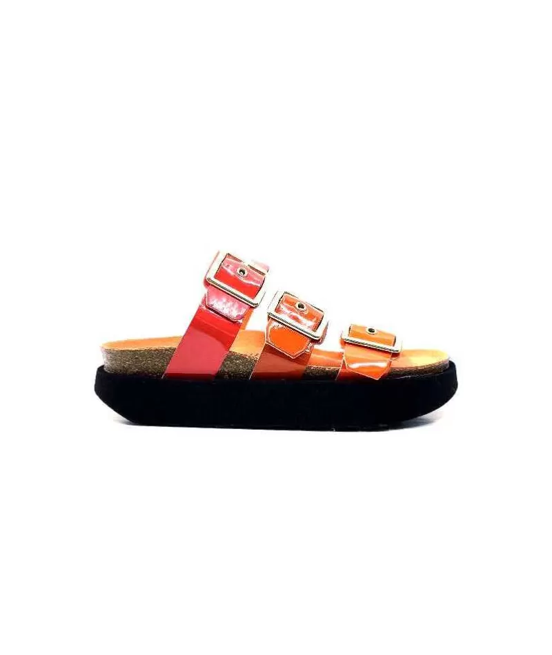 genuins factory s.l Genuins G104873 Cuir Vernis Orange-Femme Plagettes