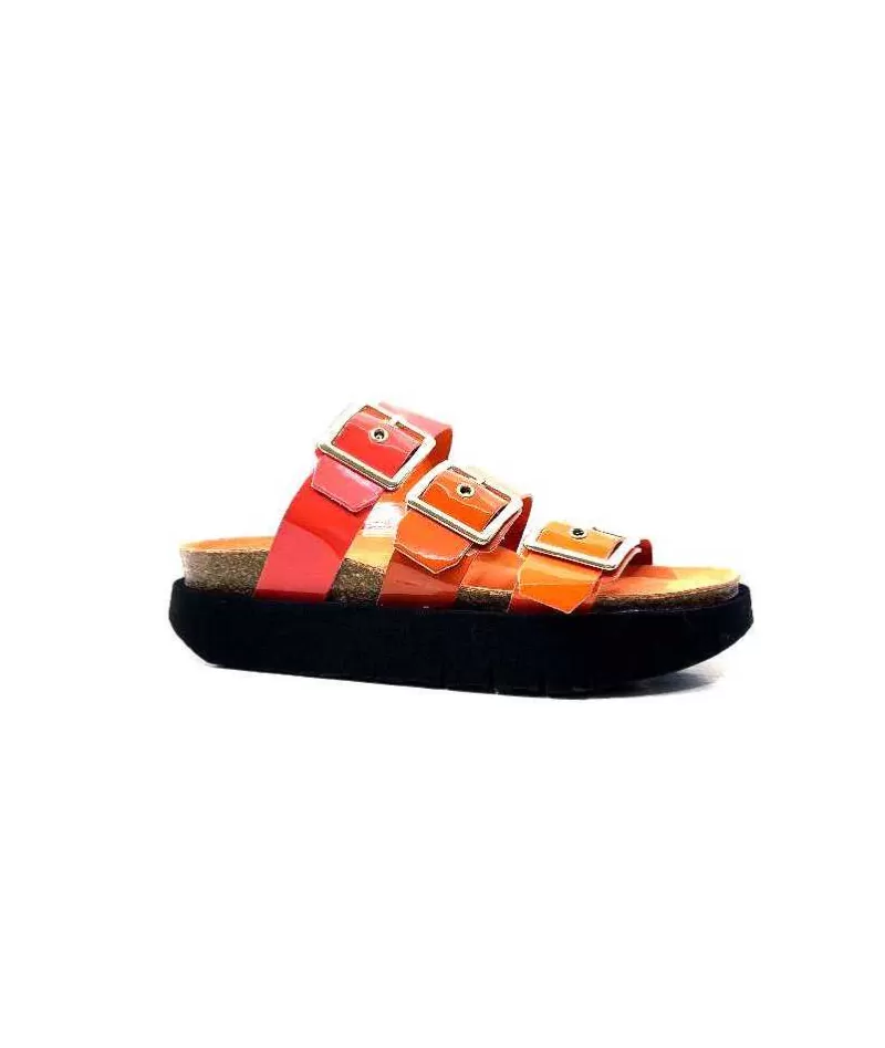 genuins factory s.l Genuins G104873 Cuir Vernis Orange-Femme Plagettes