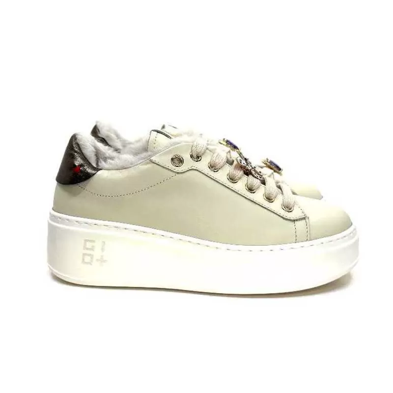 GioPiu Pia98A Cuir Creme-Femme Baskets