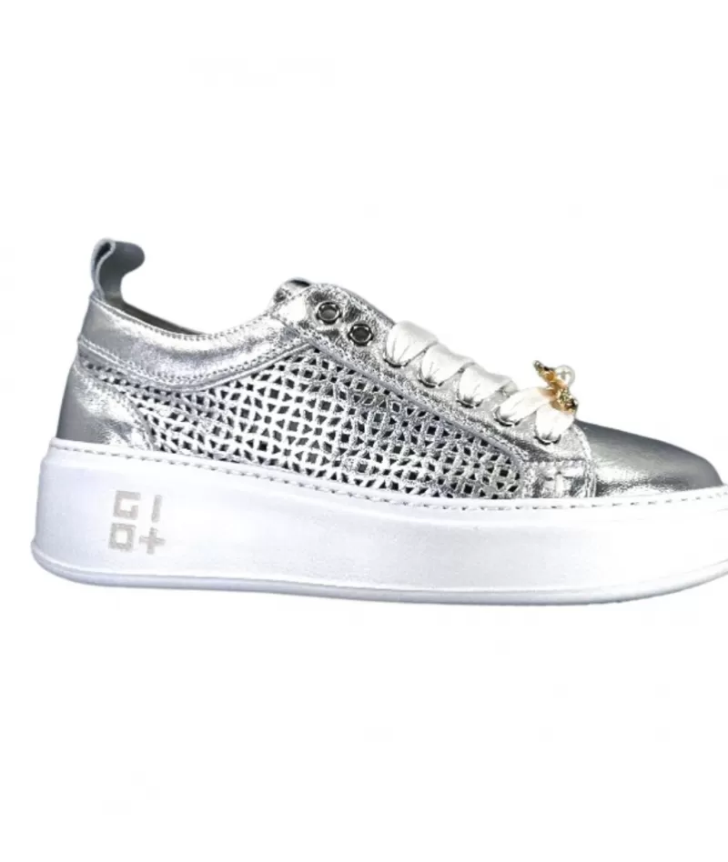 GioPiu Pia 47B Cuir Argent-Femme Baskets