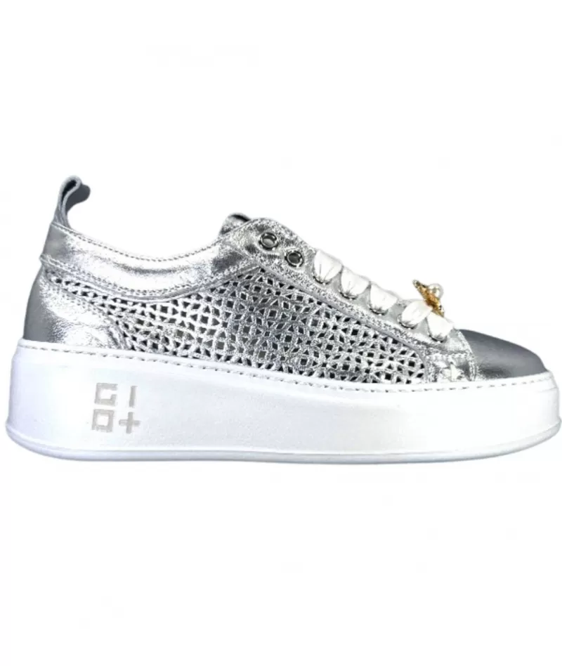 GioPiu Pia 47B Cuir Argent-Femme Baskets