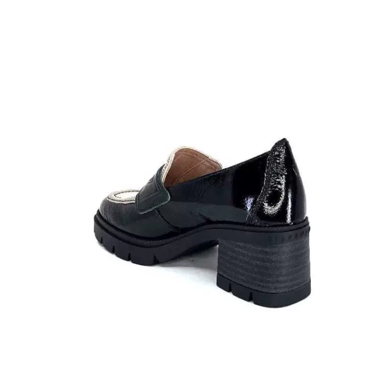 Hispanitas Chi 232965 Everest Cuir Vernis Noir Cuir Vert & Beige-Femme Mocassins