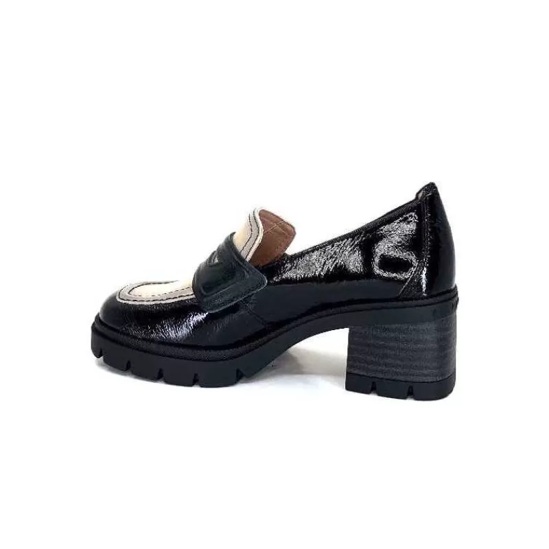 Hispanitas Chi 232965 Everest Cuir Vernis Noir Cuir Vert & Beige-Femme Mocassins