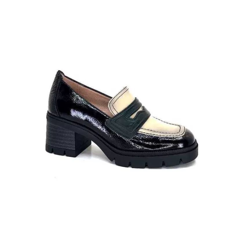 Hispanitas Chi 232965 Everest Cuir Vernis Noir Cuir Vert & Beige-Femme Mocassins
