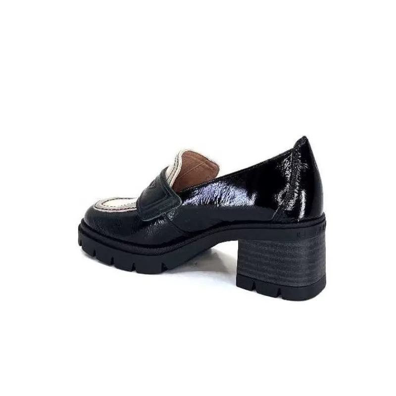 Hispanitas Chi 232965 Everest Cuir Vernis Noir Cuir Vert & Beige-Femme Mocassins