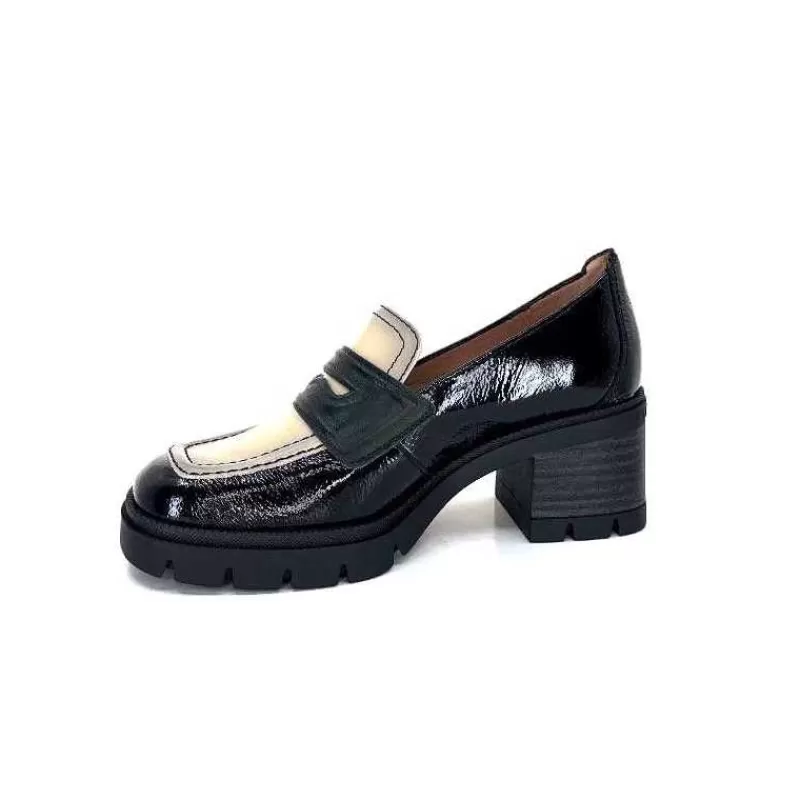 Hispanitas Chi 232965 Everest Cuir Vernis Noir Cuir Vert & Beige-Femme Mocassins