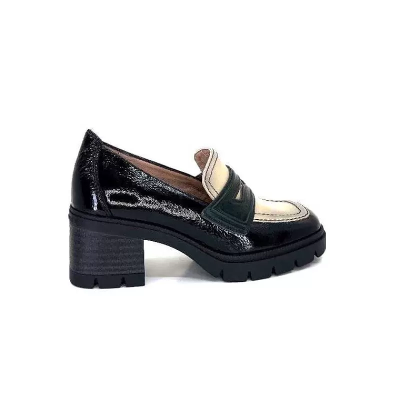 Hispanitas Chi 232965 Everest Cuir Vernis Noir Cuir Vert & Beige-Femme Mocassins