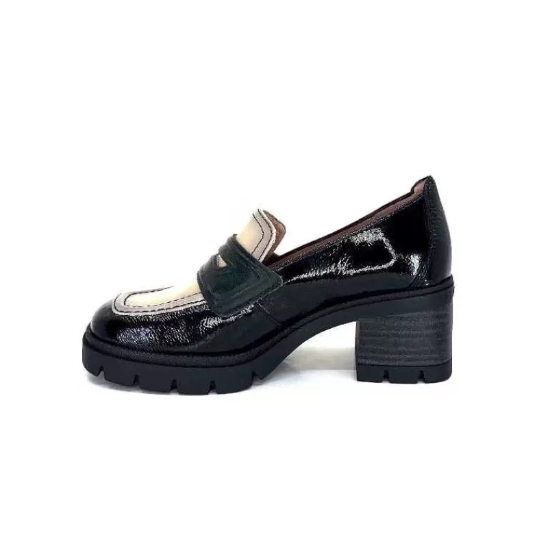 Hispanitas Chi 232965 Everest Cuir Vernis Noir Cuir Vert & Beige-Femme Mocassins