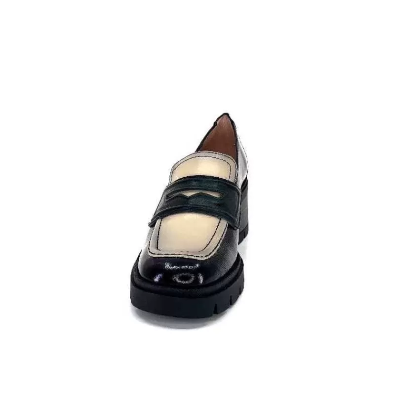 Hispanitas Chi 232965 Everest Cuir Vernis Noir Cuir Vert & Beige-Femme Mocassins