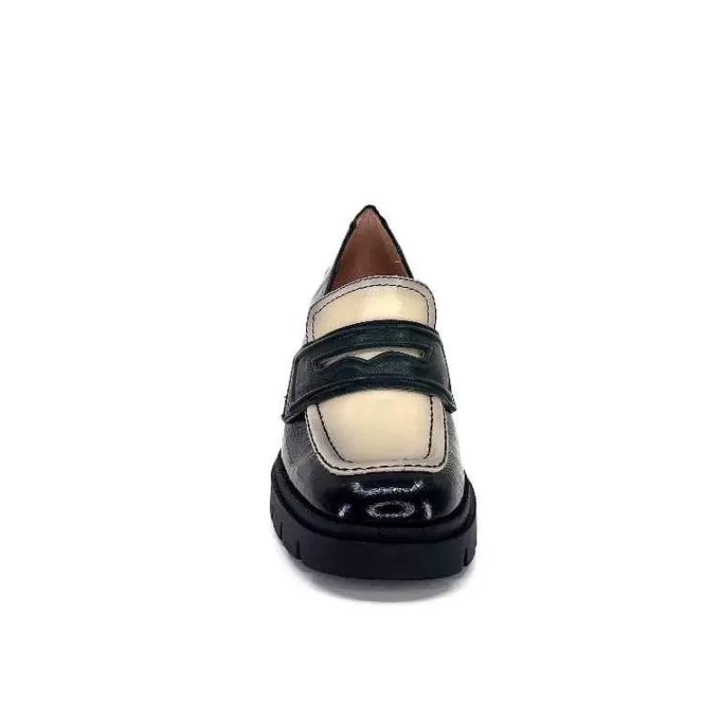 Hispanitas Chi 232965 Everest Cuir Vernis Noir Cuir Vert & Beige-Femme Mocassins