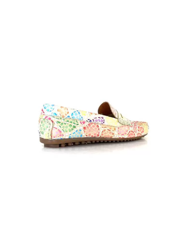 Ivoire0209b Ivoire 10322 Cuir Beige Multicolore-Femme Mocassins