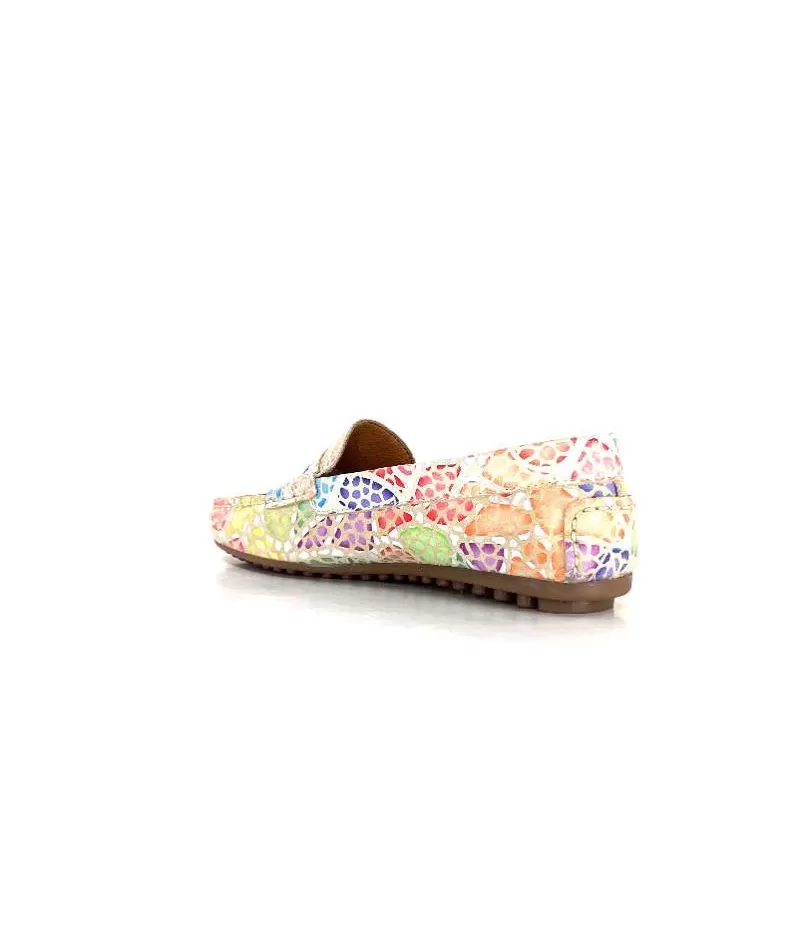 Ivoire0209b Ivoire 10322 Cuir Beige Multicolore-Femme Mocassins
