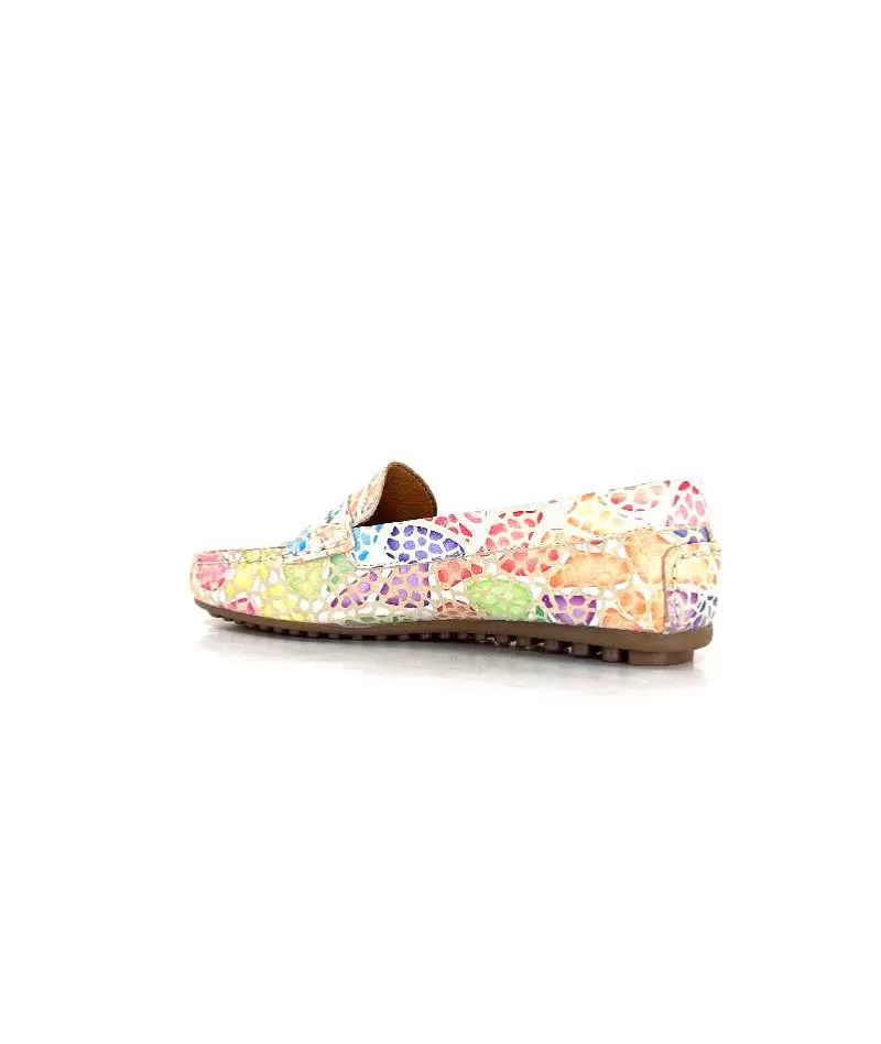 Ivoire0209b Ivoire 10322 Cuir Beige Multicolore-Femme Mocassins