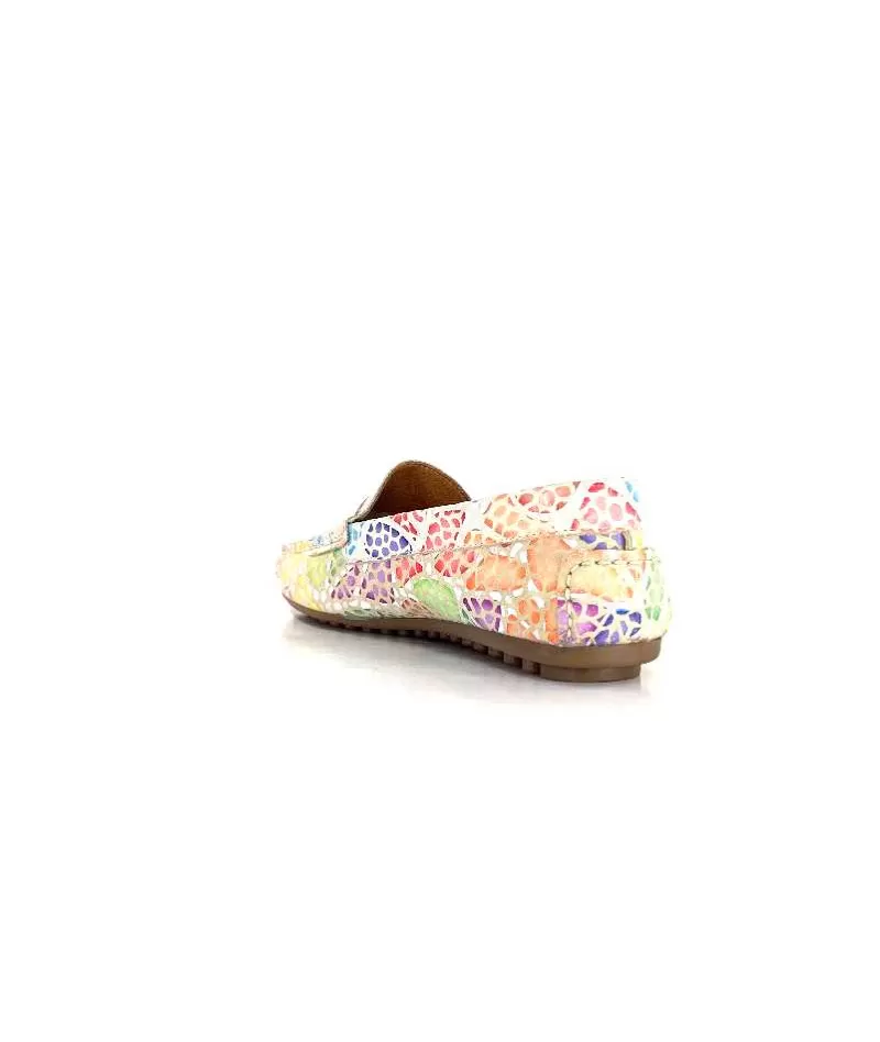 Ivoire0209b Ivoire 10322 Cuir Beige Multicolore-Femme Mocassins