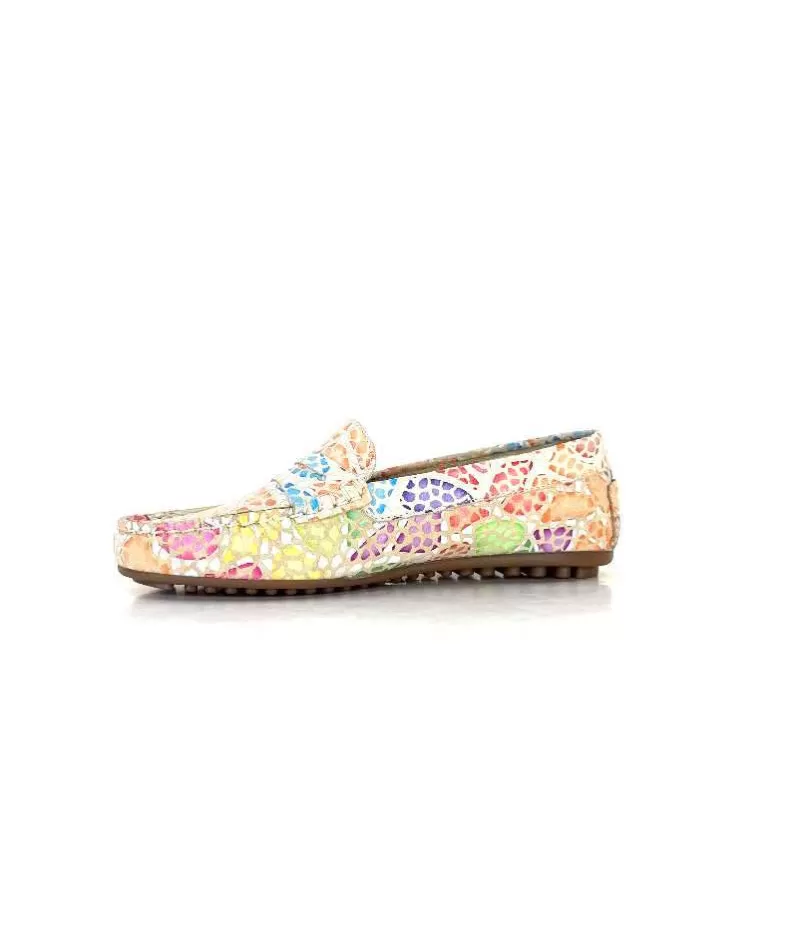 Ivoire0209b Ivoire 10322 Cuir Beige Multicolore-Femme Mocassins