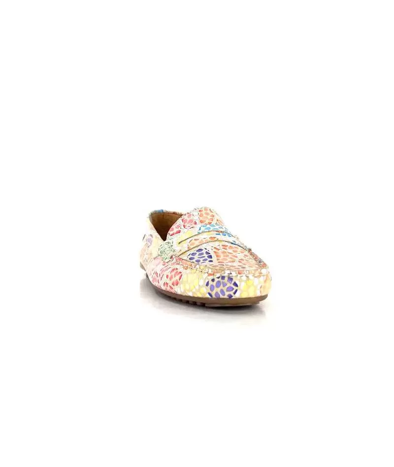 Ivoire0209b Ivoire 10322 Cuir Beige Multicolore-Femme Mocassins