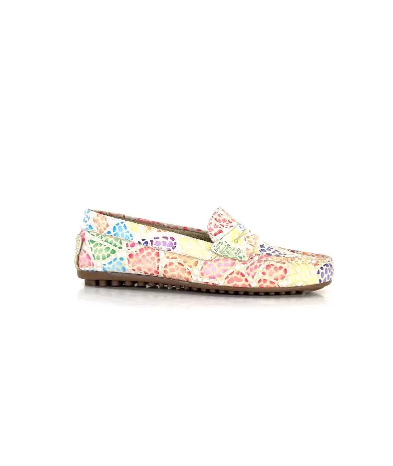 Ivoire0209b Ivoire 10322 Cuir Beige Multicolore-Femme Mocassins