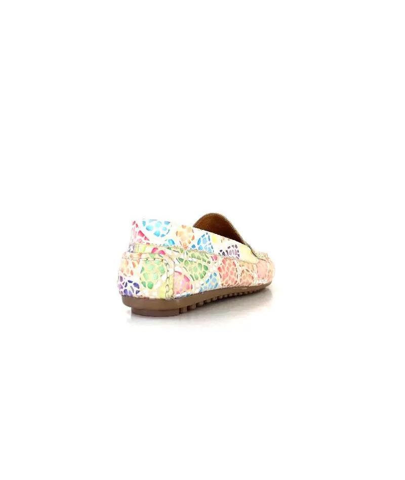 Ivoire0209b Ivoire 10322 Cuir Beige Multicolore-Femme Mocassins