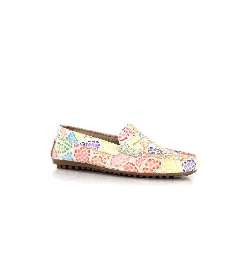 Ivoire0209b Ivoire 10322 Cuir Beige Multicolore-Femme Mocassins