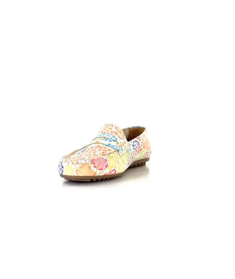 Ivoire0209b Ivoire 10322 Cuir Beige Multicolore-Femme Mocassins