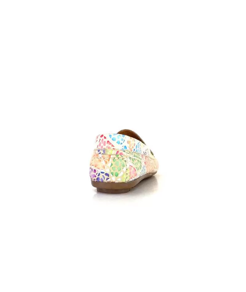 Ivoire0209b Ivoire 10322 Cuir Beige Multicolore-Femme Mocassins