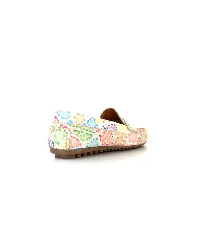 Ivoire0209b Ivoire 10322 Cuir Beige Multicolore-Femme Mocassins