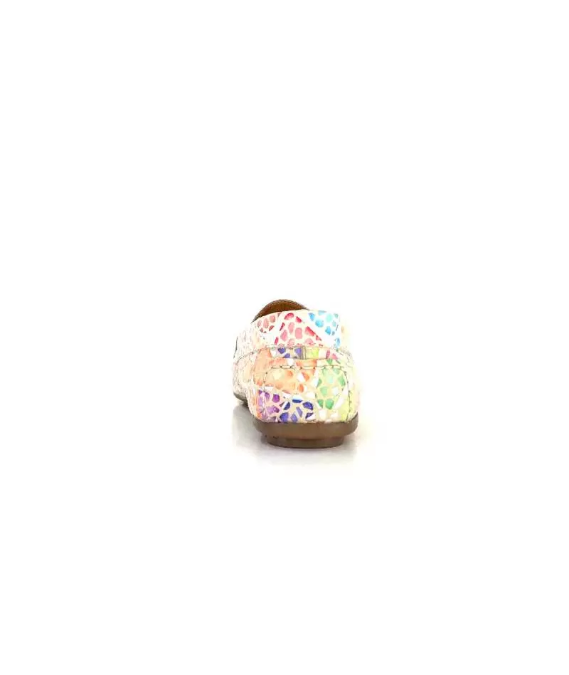 Ivoire0209b Ivoire 10322 Cuir Beige Multicolore-Femme Mocassins