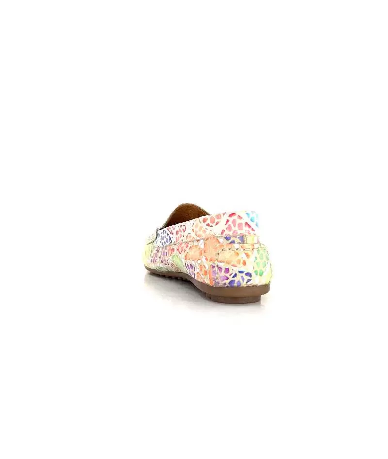 Ivoire0209b Ivoire 10322 Cuir Beige Multicolore-Femme Mocassins