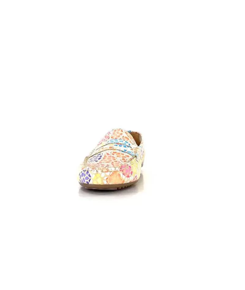 Ivoire0209b Ivoire 10322 Cuir Beige Multicolore-Femme Mocassins