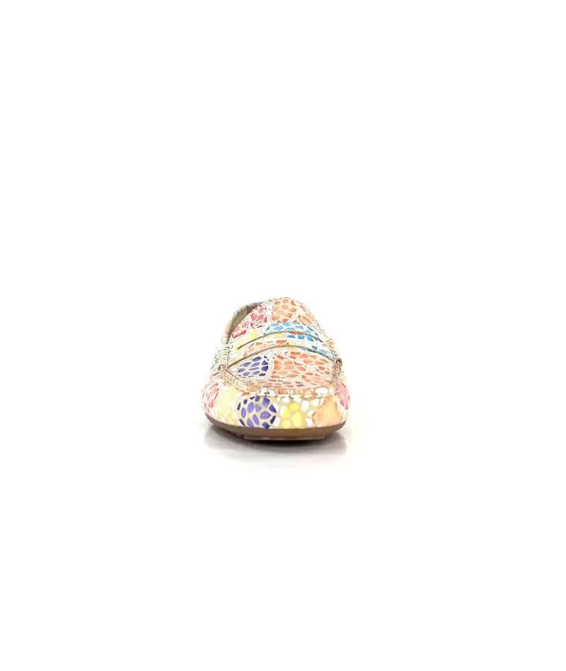 Ivoire0209b Ivoire 10322 Cuir Beige Multicolore-Femme Mocassins