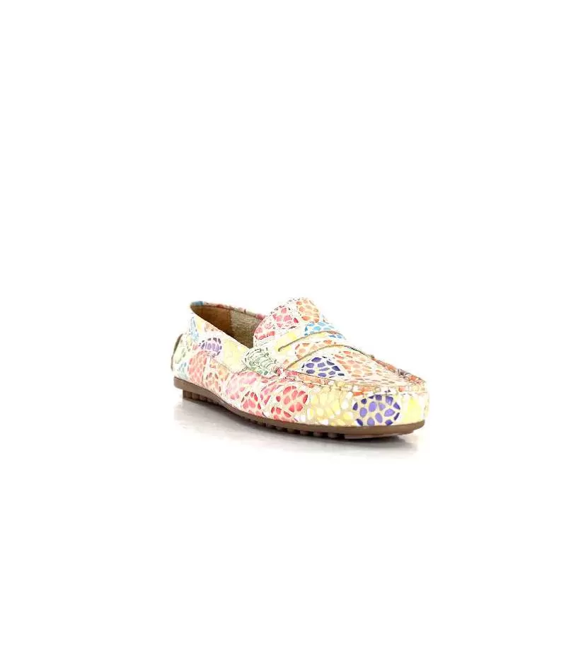 Ivoire0209b Ivoire 10322 Cuir Beige Multicolore-Femme Mocassins