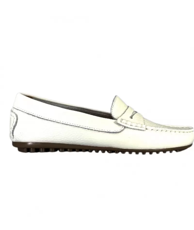 Ivoire0209b Ivoire 10322 Cuir Blanc-Femme Mocassins