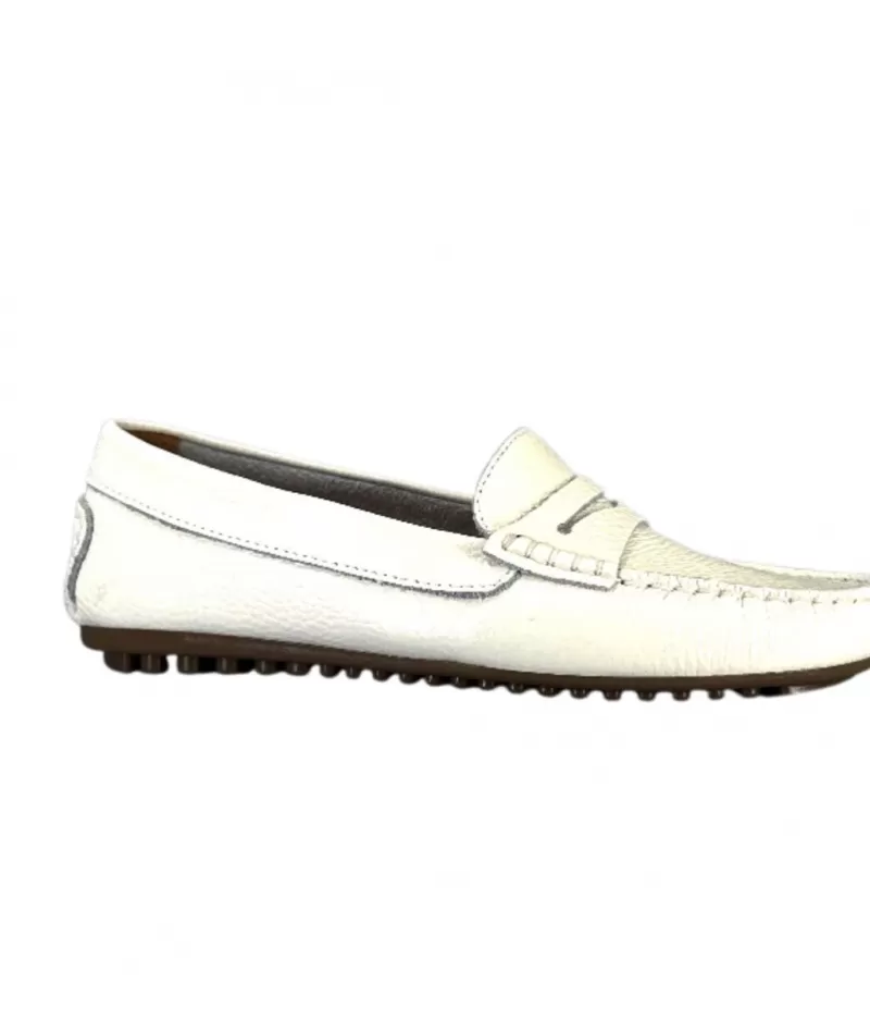 Ivoire0209b Ivoire 10322 Cuir Blanc-Femme Mocassins