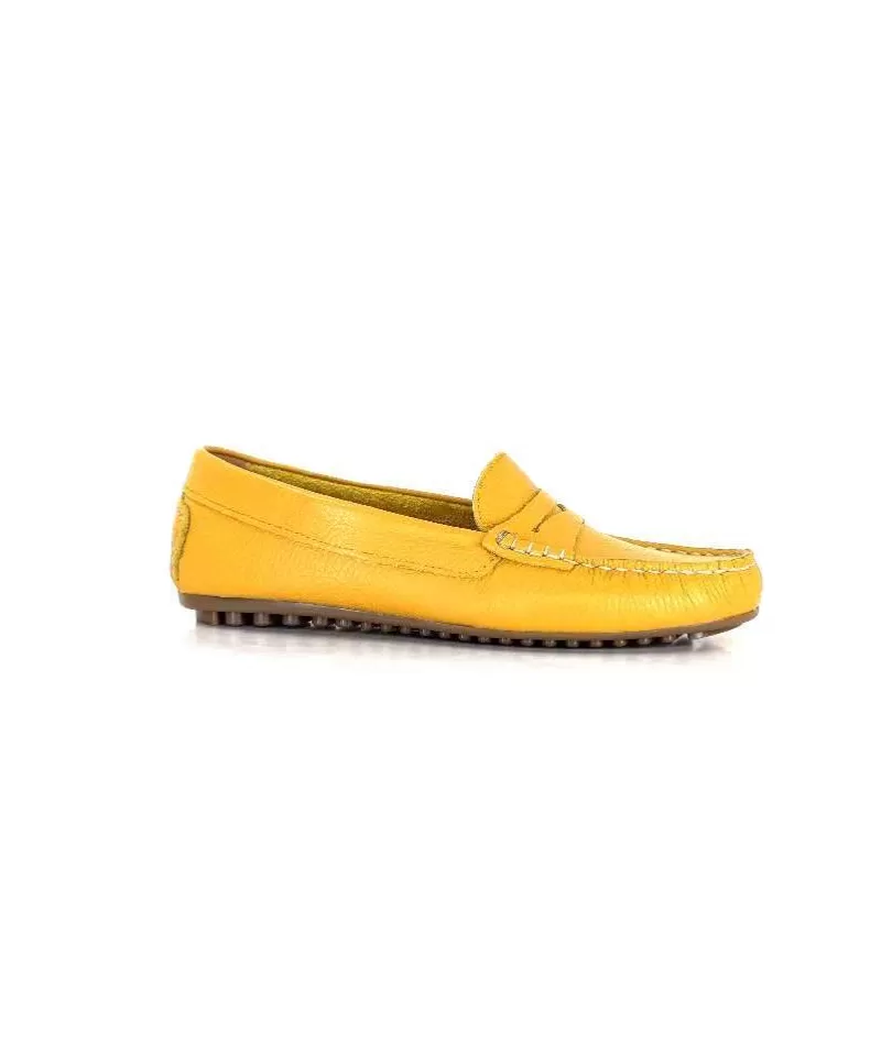 Ivoire0209b Ivoire 10322 Cuir Jaune-Femme Mocassins